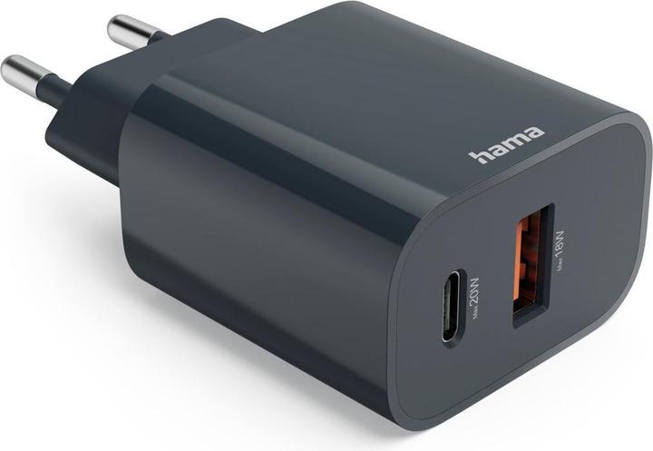 Actual product image Hama Fast charger, USB-C, USB-A, Power Delivery (PD), 20 W, anthracite (20 W)