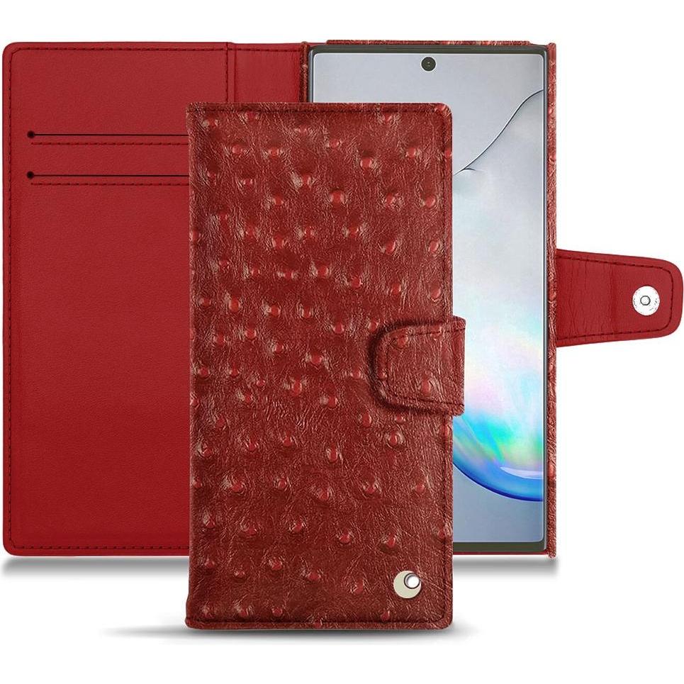 Noreve Lederschutzhülle Wallet (Samsung Galaxy Note 10), Smartphone Hülle, Rot
