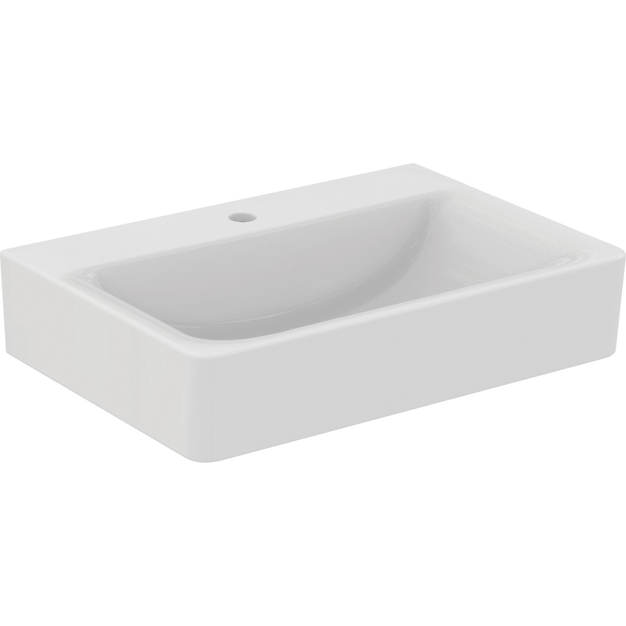 Ideal Standard, Waschbecken, Connect Cube Waschtisch 650mm E8106, ohne Überlauf (650 mm, 460 mm)