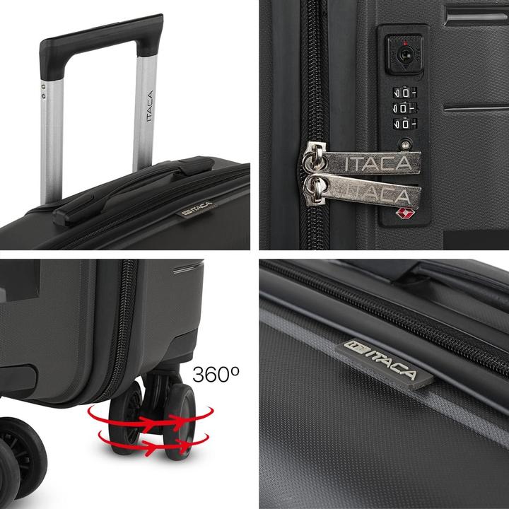 Actual product image Itaca Lightweight Polypropylene Hard Shell Suitcase with 4 Wheels and Number Lock (77 l)