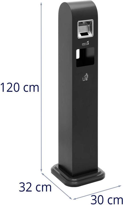 Actual product image Ulsonix Outdoor Standing Ashtray - with waste bin - for outdoors & indoors - lockable - 32 x 30 x 120 cm