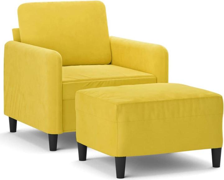 Produktbild vidaXL Sessel mit Hocker Relaxsessel Fernsehsessel Polstersessel Gelb Samt