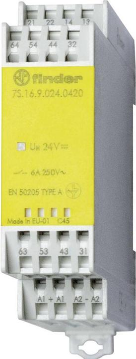 Image du produit Finder 7S.16.9.024.5420 Relais industriel Tension nominale : 24 V/DC Schakelstroom (max.) : 6 A 4x NO, 2x N