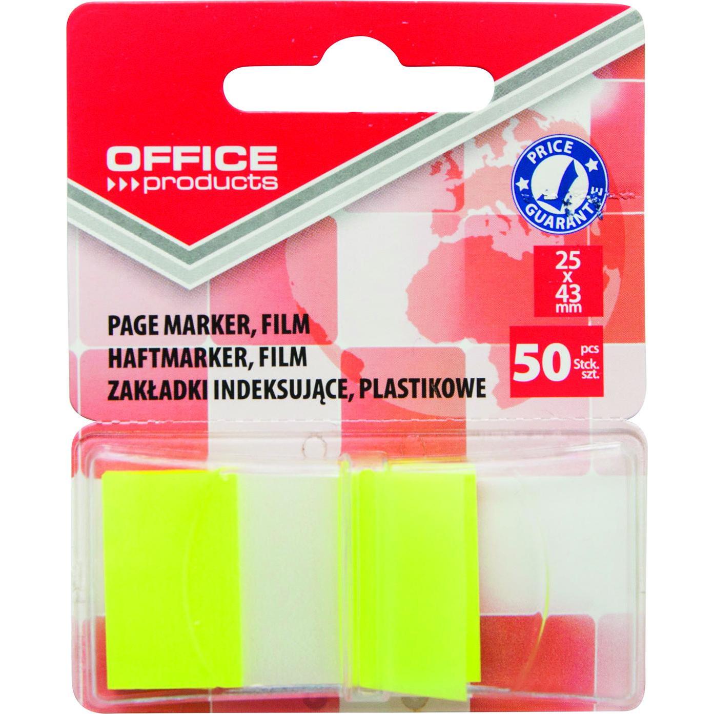 Office Products, Haftnotiz, Abheftregister pp, 25x43 mm, 50 register, blister, gelb