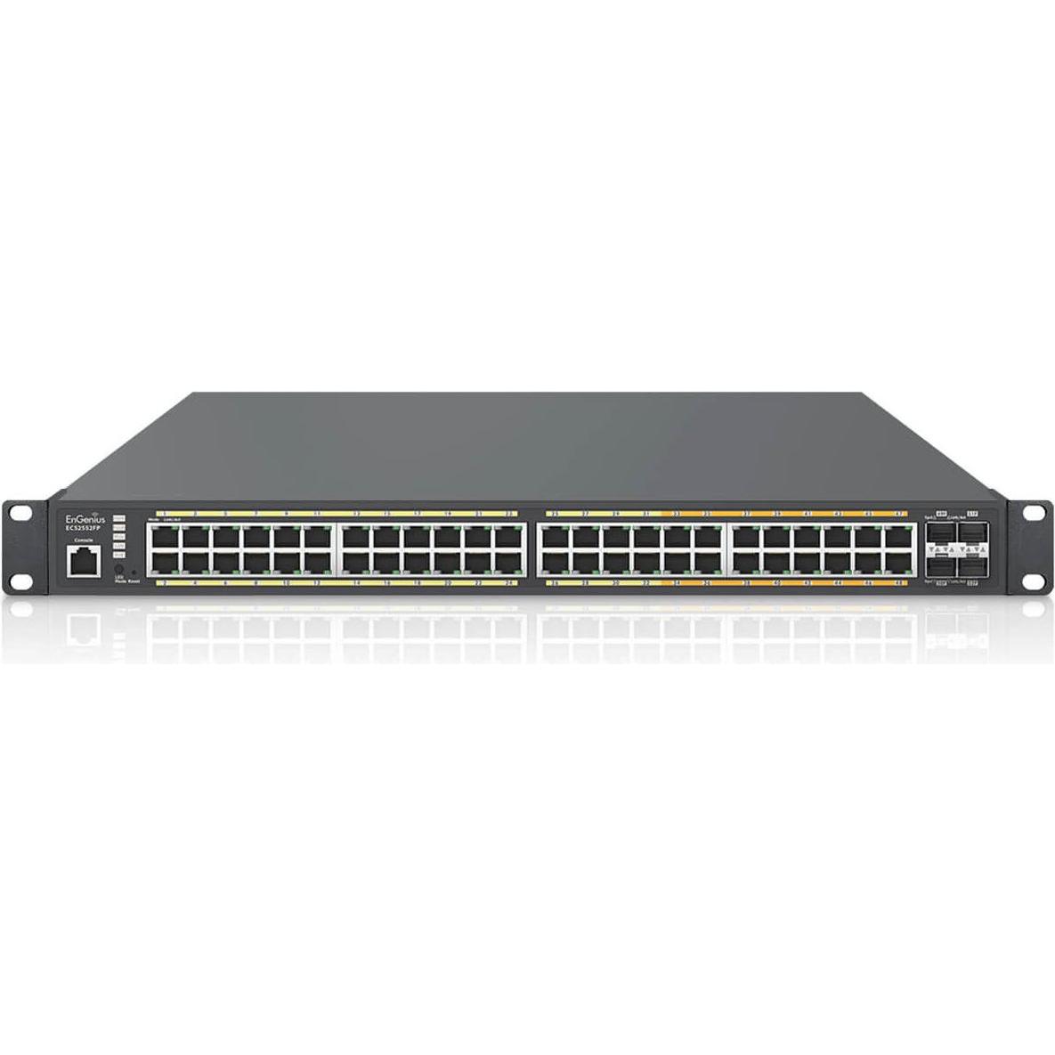 EnGenius switch gestito cloud 16 porte gbe + 8 porte multi-gbe poe+ 410w 4x sfp+ l2 ecs2528fp (52 porte), Switch di rete, Nero