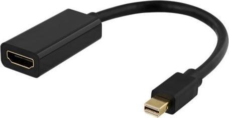 Actual product image Deltaco 00110024 video cable adapter Mini DisplayPort HDMI Black (Mini DP, HDMI, 20 cm)