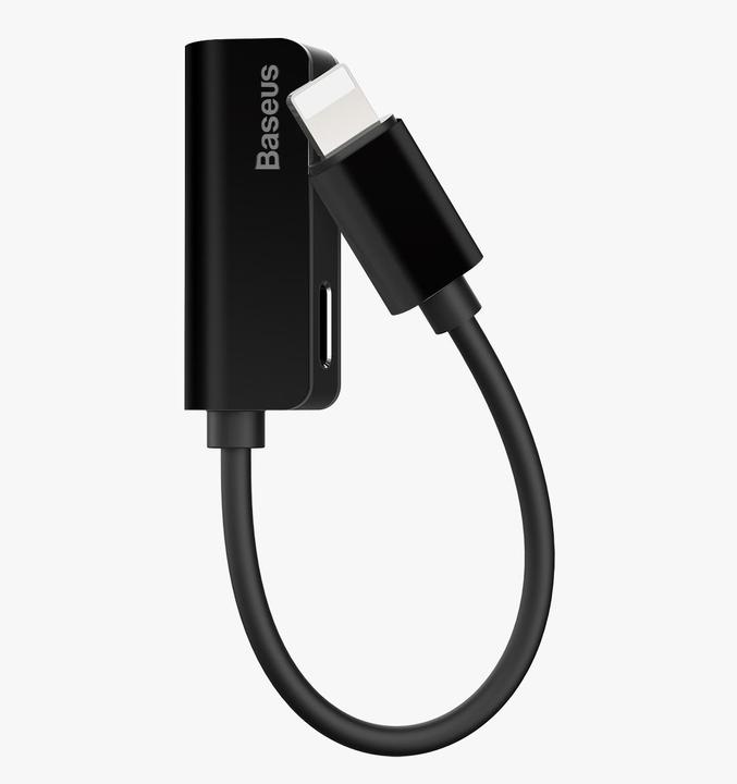 Actual product image Baseus L32 IP Male to 3.5mm+IP Female Adapter Black (3.5mm jack, Lightning)