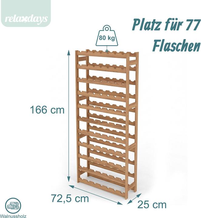 Actual product image Relaxdays winerack (72.50 x 25 x 166 cm)