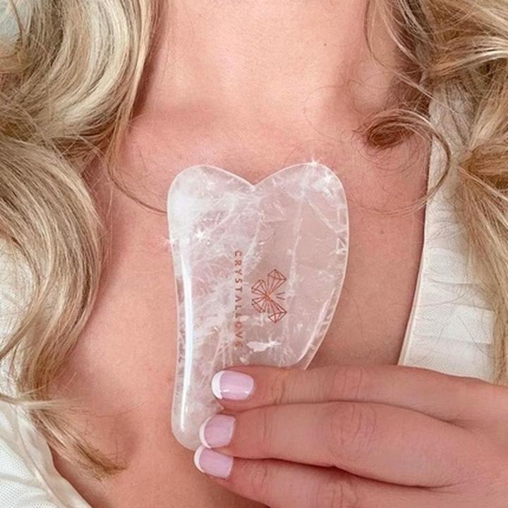 Actual product image Crystallove Clear Quartz Gua Sha Plate