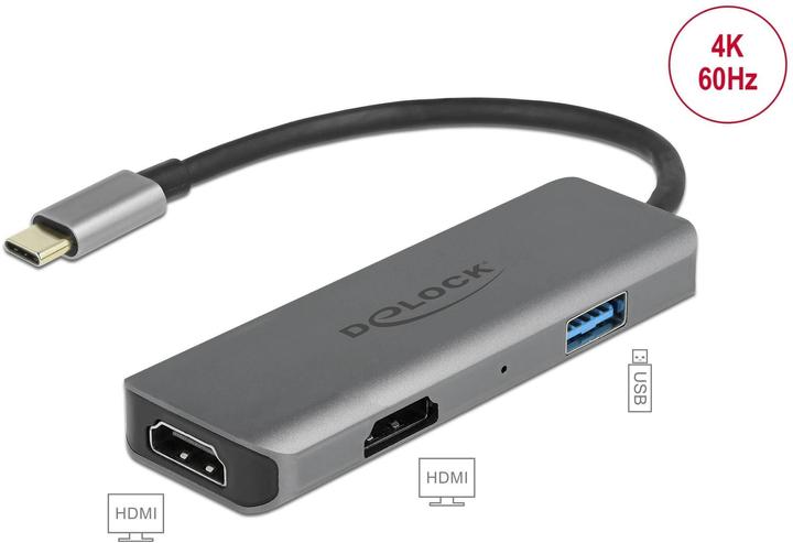 Produktbild Delock Adapter USB Type-C - HDMI/USB 2.0 4K 60 Hz (USB Typ-C, USB 2.0, HDMI, 9 cm)