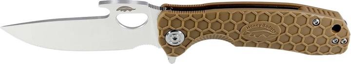 Actual product image Honey Badger Opener Medium Tan 8Cr13MoV DP (8.10 cm)