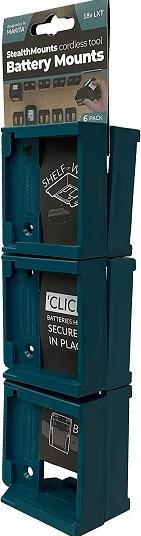 Actual product image StealthMounts BM-MK18-BLU-6 Blue battery holder for Makita 18v (set of 6)