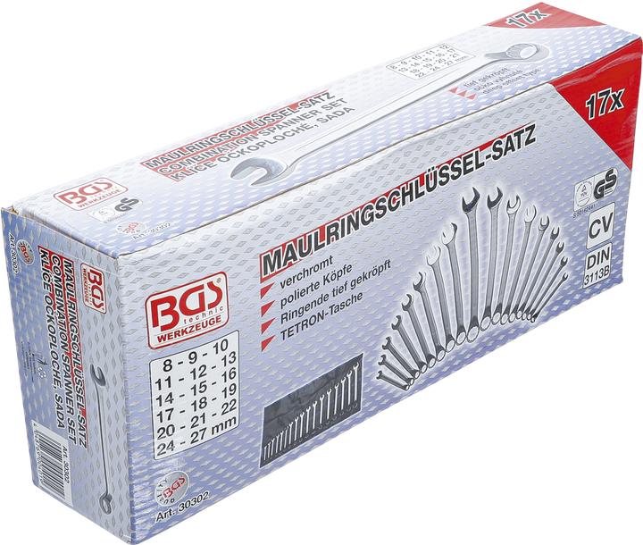 Produktbild BGS Maul-Ringschlüssel-Satz (10 mm, 11 mm, 12 mm, 13 mm, 14 mm, 15 mm, 16 mm, 17 mm, 18 mm, 19 mm, 20 mm, 21 mm, 22 mm, 24 mm, 27 mm, 8 mm, 9 mm)