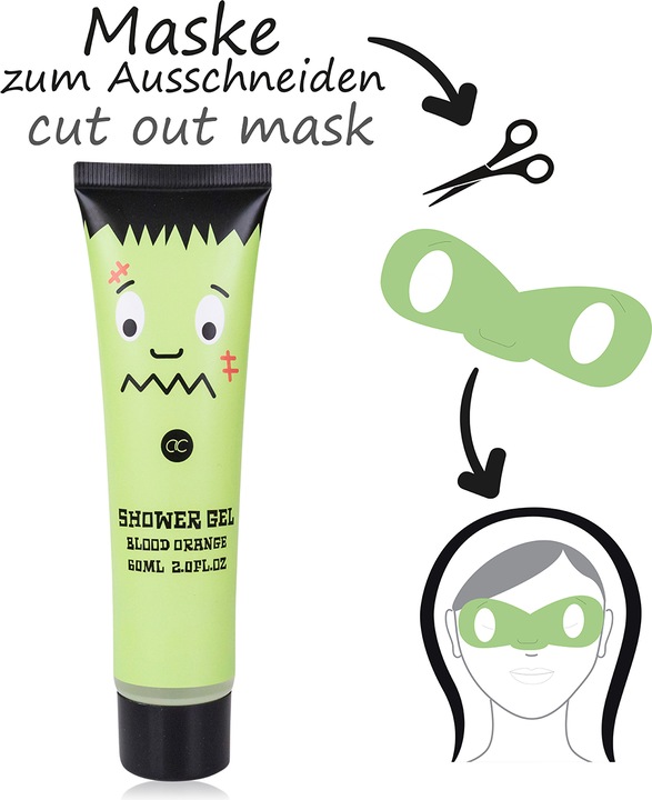 Actual product image Accentra Shower gel HALLOWEEN in tube incl. gift box with Halloween mask to cut out, 60ml, motif: Fran