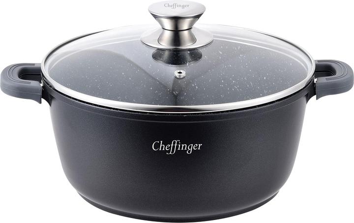 Produktbild Cheffinger Induktionstopf Antihaftbeschichtet Marmoreffekt 28cm mit Deckel (28 cm, Römertopf)