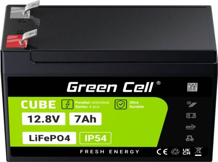 Produktbild GreenCell Battery for Green Cell CUBE LiFePO4 7Ah 12.8V 89.6Wh Lithium Iron Phosphate Battery for UPS, Monitor (12.80 V, 7 Ah)