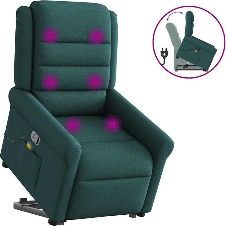 Immagine prodotto VidaXL Poltrona massaggiante con ausilio stand-up in tessuto verde scuro