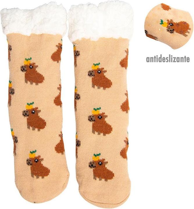 Produktbild Caison Non-slip printed capibara socks with soft shear lining, size 36 - 41 (Einzelpack, 36 - 41)