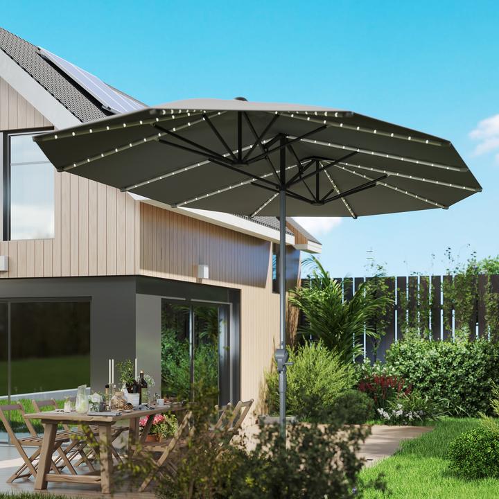 Immagine prodotto Outsunny Doppelsonnenschirm Polyester, Aluminium Dunkelgrau (2.67 m)
