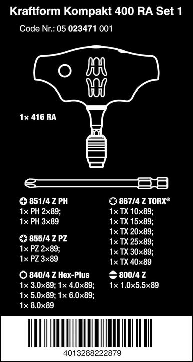 Productafbeelding Wera Kraftform Compact 400 RA Set (Inbus)