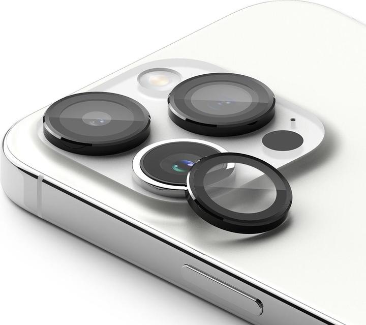 Produktbild Ringke iPhone 15 Pro Camera Lens Frame Protector Aluminium Alloy Set Transparent/ Black (1 Stk., Apple iPhone 15 Pro)