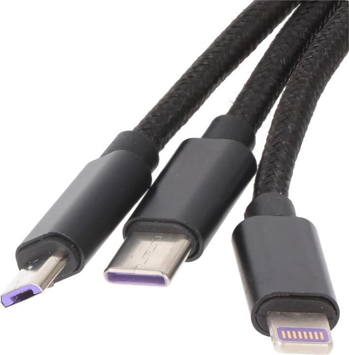 Image du produit AccuCell USB type A - USB C, Micro USB, Lightning (1 m, USB 2.0)