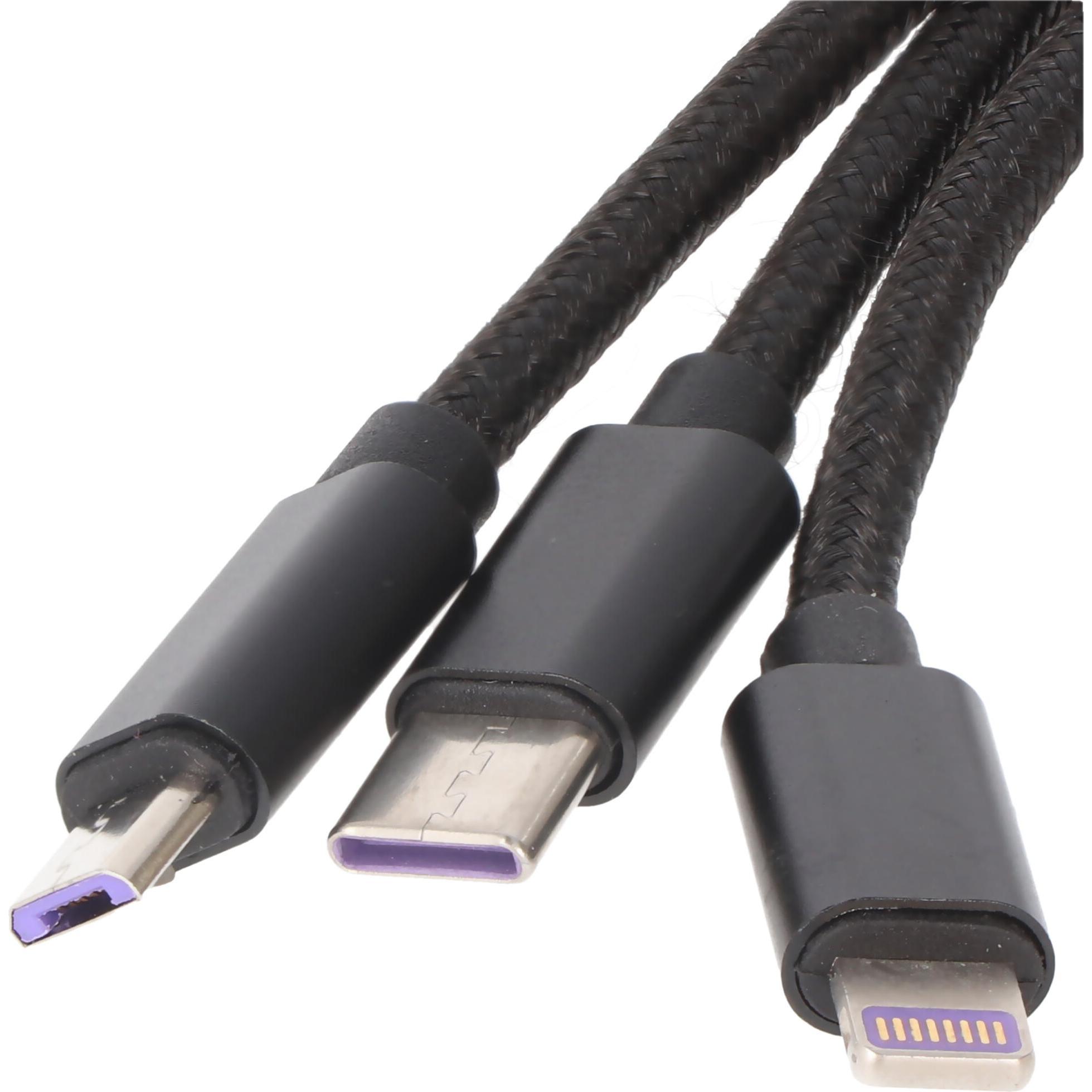 Thumbnail - AccuCell USB Typ A – USB C, Micro USB, Lightning (1 m, USB 2.0), USB Kabel