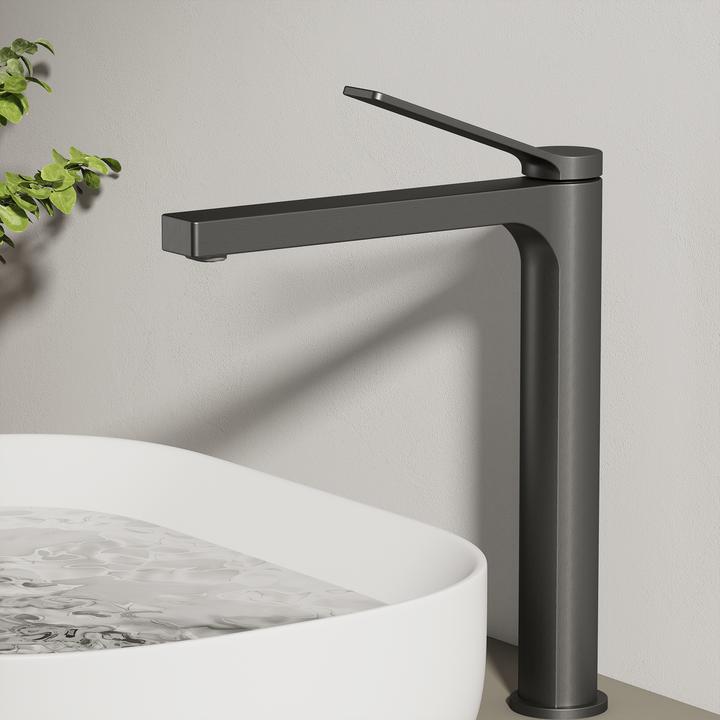 Immagine prodotto Emke Rubinetto bagno, antracite, miscelatore lavabo, ottone, con aeratore, cartuccia in ceramica, e