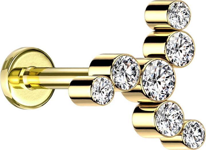 Image du produit Star Piercing Micro Labret femelle doré moulin à vent sept cristaux argentés (Titane, sans laiton)