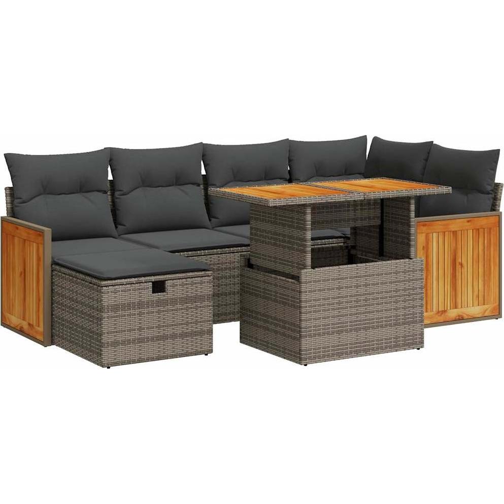 Thumbnail - VidaXL, Gartenlounge, 8-tlg. Garten-Sofagarnitur mit Kissen Grau Poly Rattan