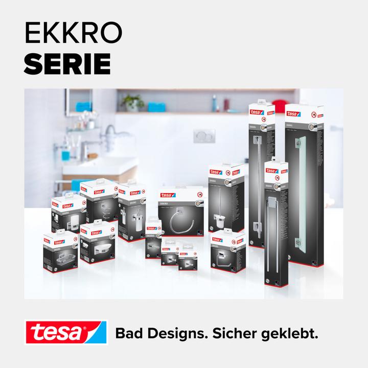 Produktbild tesa EKKRO Doppel-Handtuchstange, verchromt - Badetuchhalter zur Wandbefestigung ohne Bohren