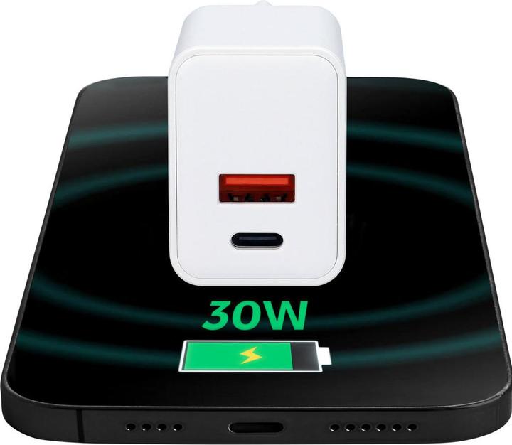 Produktbild Mobiparts Wall Charger Dual USB-C/USB-A with USB-C to USB-C cable White (30 W, 2 Ports)