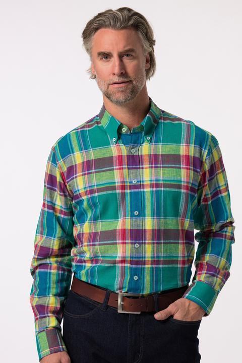 Image du produit Boston Park Leinenmix-Karohemd, Langarm, Buttondown-Kragen, Comfort Fit (8XL)
