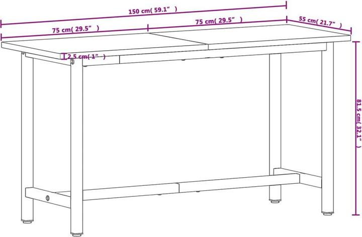 Actual product image vidaXL Werkbank (55 cm, 150 cm)