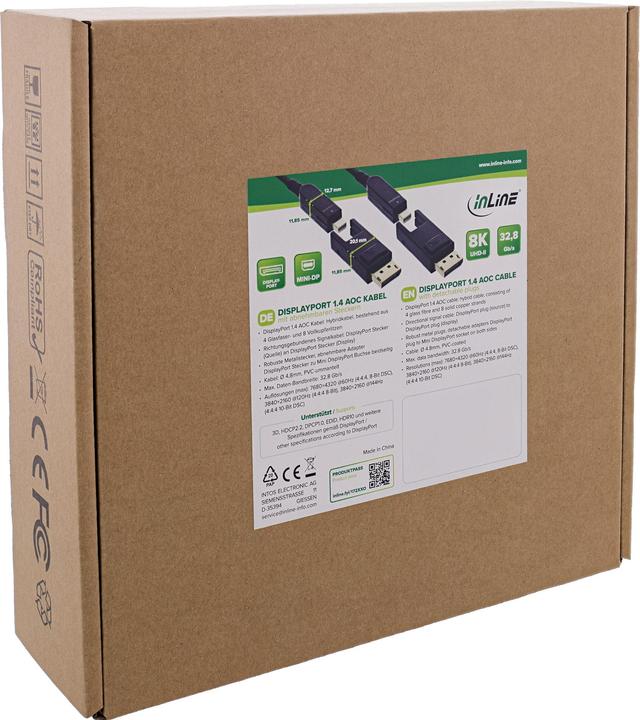 Actual product image InLine DisplayPort 1.4 AOC cable, 8K4K, DisplayPort plug detachable, 10m (10 m)