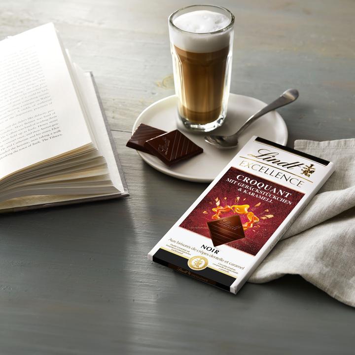 Produktbild Lindt Excellence Dunkel mit Gebäckstückchen & Caramel (100 g)