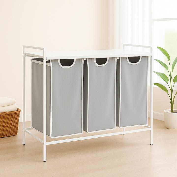 Produktbild Relaxdays Wäschesammler 3 Fächer mit Ablage