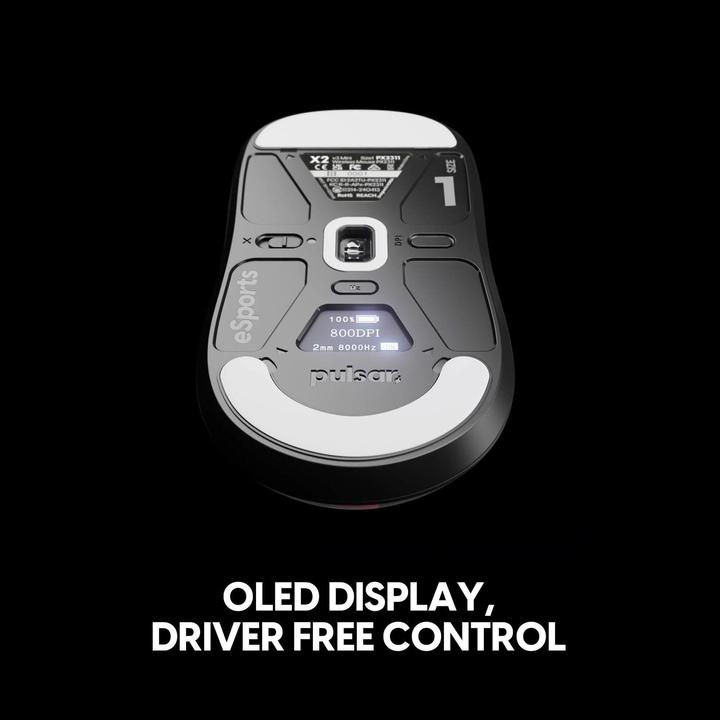 Actual product image Pulsar X2 v3 eS Mini Wireless - Gaming Mus - Optisk - 5 scarce - Sort (Cable, Wireless)