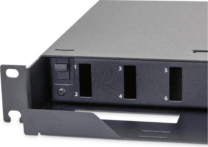 Produktbild Triton RAB-FO-X69-A1 - Herausziehbares 19"-LWL-Gehäuse 1HE, für 12 x SC Duplex Stecker, RAL9005, schwar