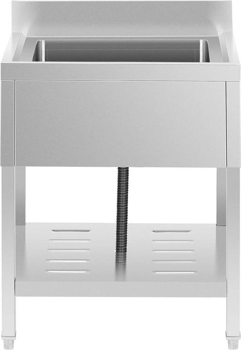 Produktbild Royal Catering Spültisch Spülbecken Edelstahlspüle Gastrospüle mit Regal Edelstahl 50x50x25,5cm (Einbauspüle, 70 cm)
