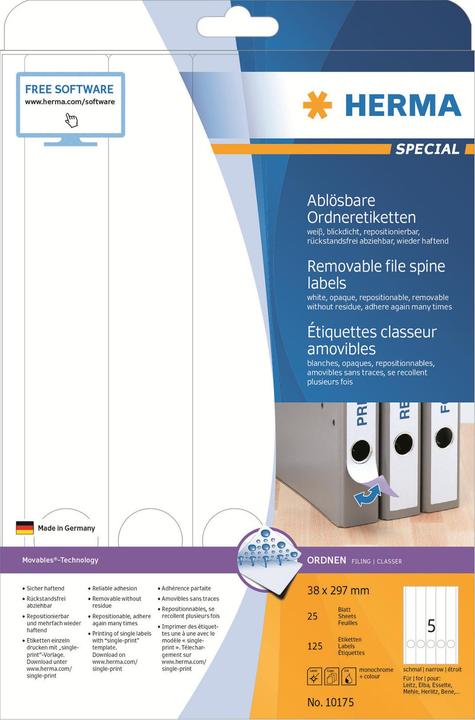 Produktbild HERMA Ablösbare Ordneretiketten A4