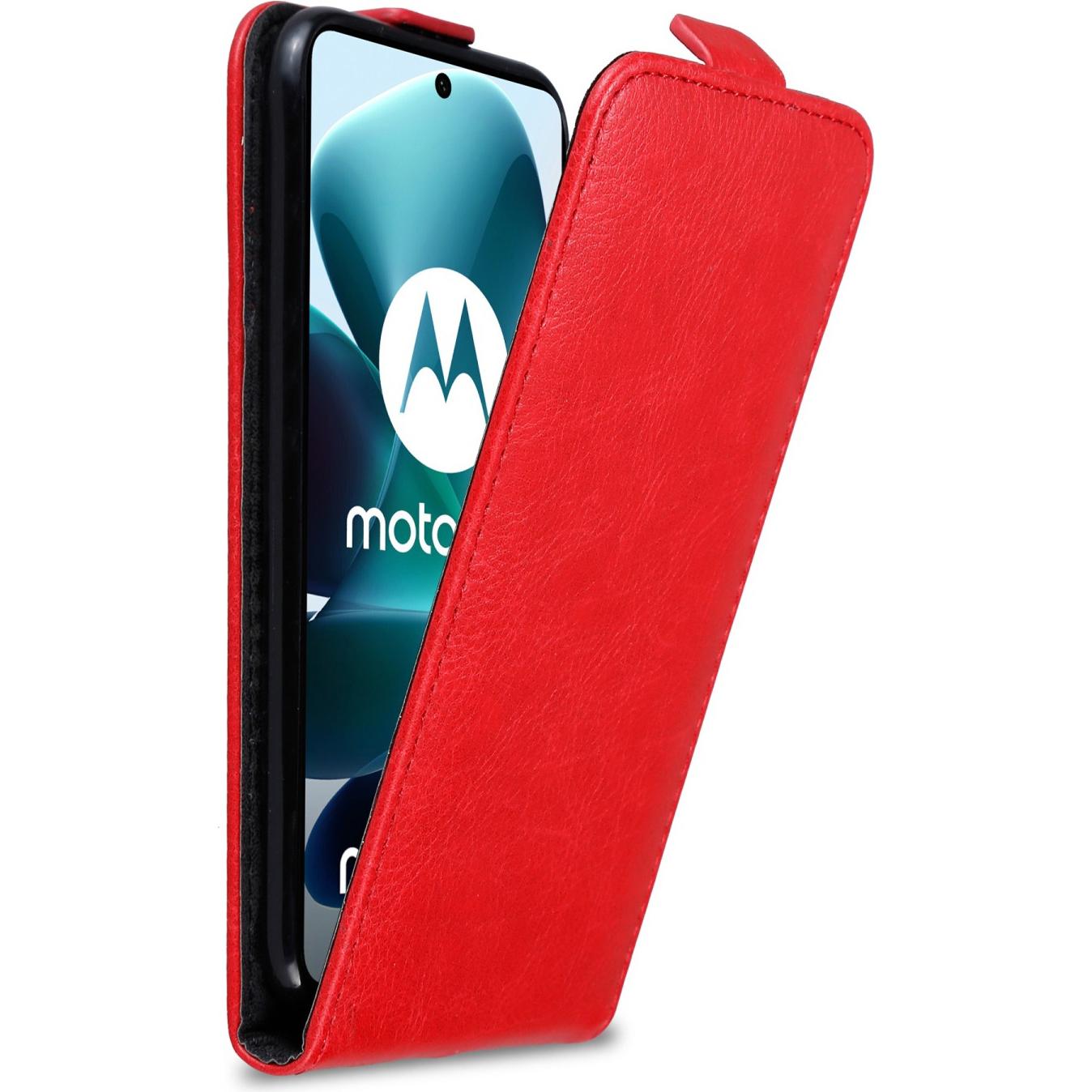 Cadorabo Flip wie Invis Hülle (Motorola Moto G200 5G), Smartphone Hülle, Rot