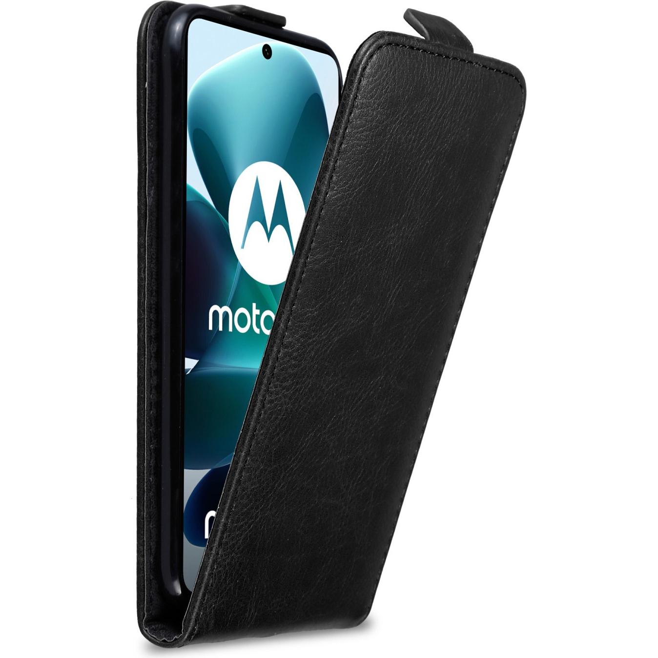 Cadorabo Flip wie Invis Hülle (Motorola Moto G200 5G), Smartphone Hülle, Schwarz