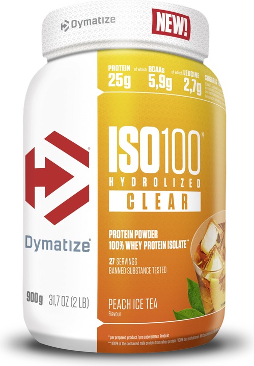 Immagine prodotto Dymatize Siero di latte chiaro ISO100 (Tè freddo alla pesca, 1 pz., 900 g)