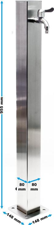 Produktbild Wiltec Wasserzapfstelle 95 cm Wassersäule Edelstahl eckig Garten Zapfsäule