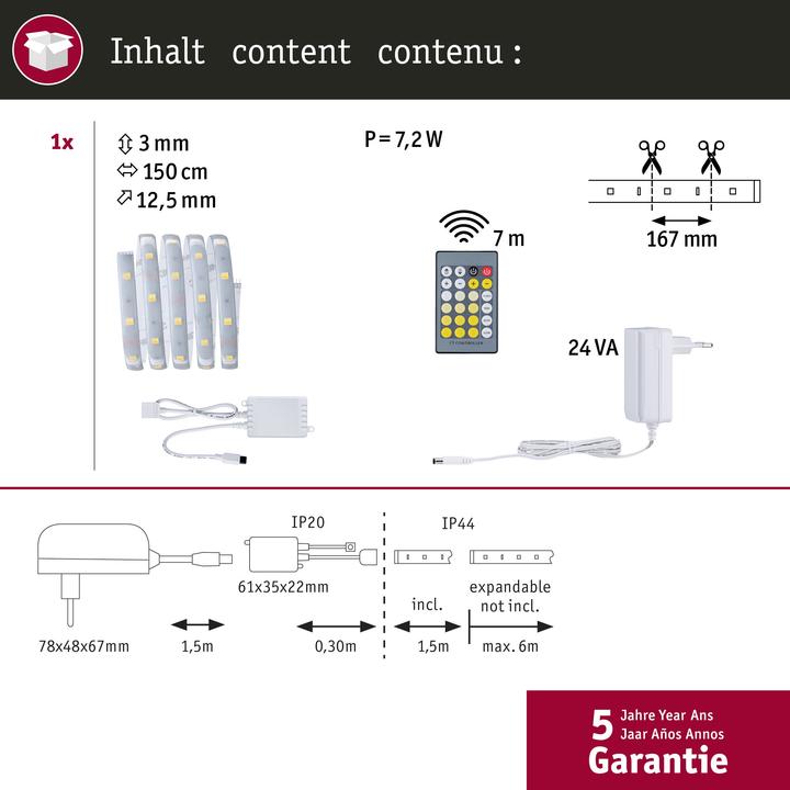 Image du produit Paulmann MaxLED 250 Stripe Set (Blanc chaud, Blanc neutre, Lumière du jour, 150 cm, Intérieur)