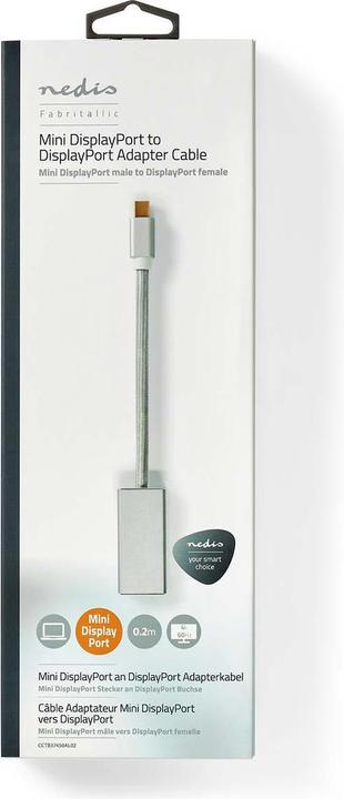 Actual product image Nedis Mini DisplayPort Cable DisplayPort 1.2 Mini DisplayPort Male DisplayPort Female 21.6 Gbps V (0.20 m)