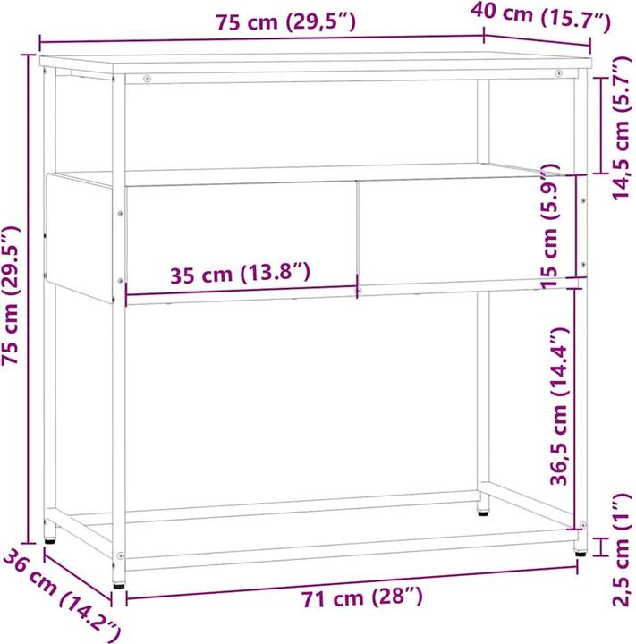 Actual product image vidaXL Gina (75 x 40 x 75 cm)