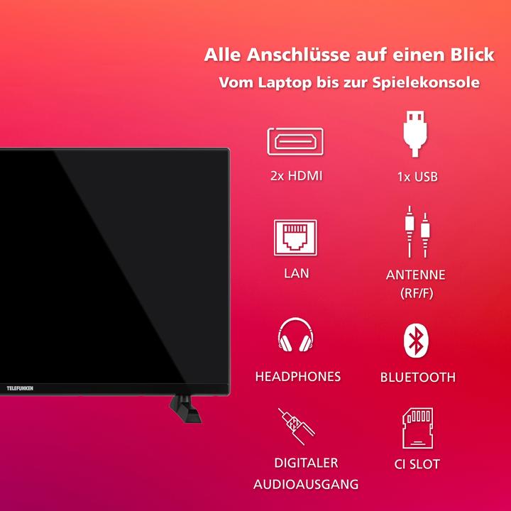 Produktbild Telefunken XH32TO750S (80 cm (32 Zoll), schwarz, WXGA, Triple Tuner, SmartTV, TiVo Betriebssystem) (32", LED, HD)