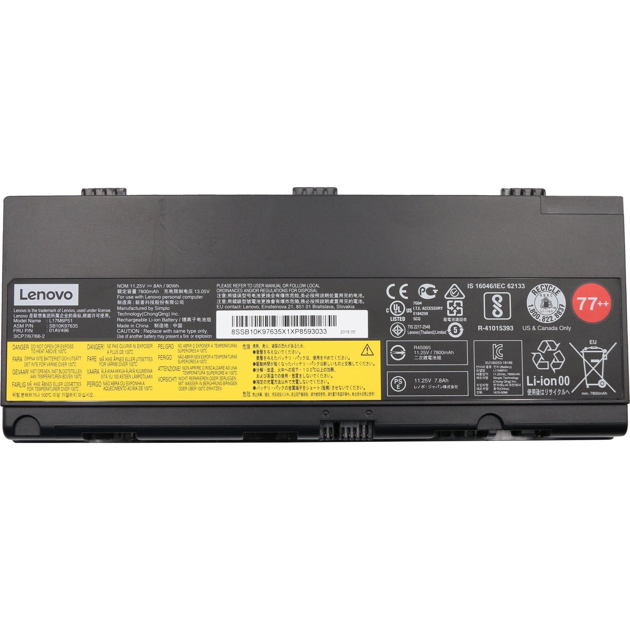 Lenovo Battery 6 Cell 90Wh (3 Zellen, 8000 mAh), Notebook Akku